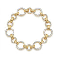 Luxurious Gold Pave Round Diamond Interlocking Link Bracelet
