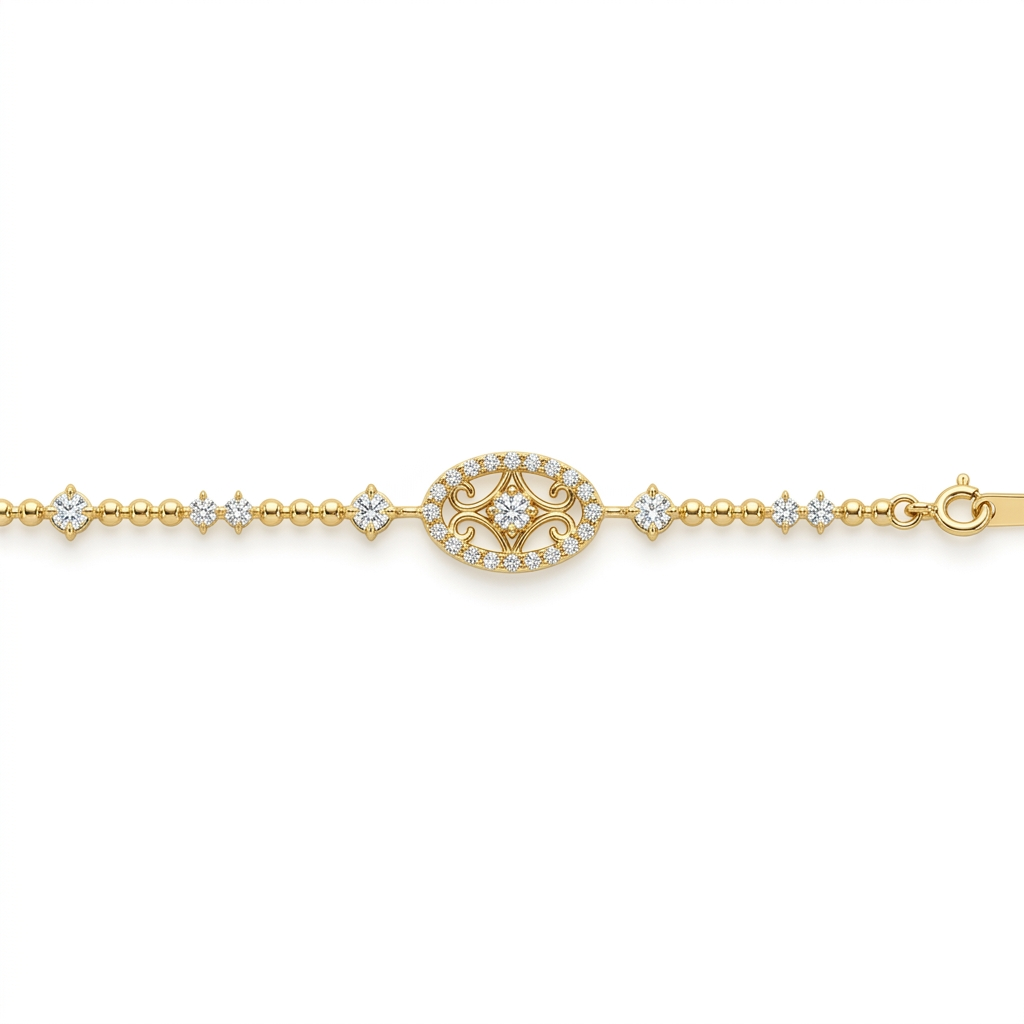 Round Diamond Bezel Set Station Necklace in 14K Yellow Gold