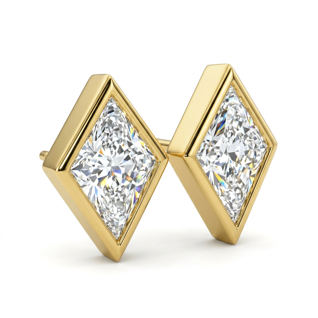 Trillion Solitaire Diamond Stud Earrings in Radiant Yellow Gold
