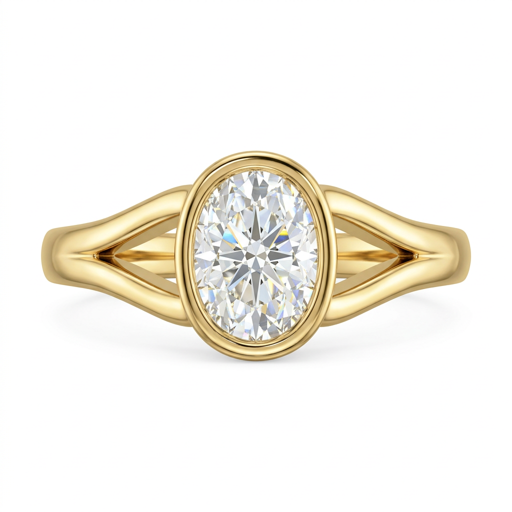 Round Brilliant Split Shank Solitaire Engagement Ring in Yellow Gold