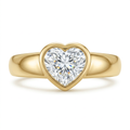Heart-Shaped Diamond Bezel Set Solitaire Ring in Yellow Gold