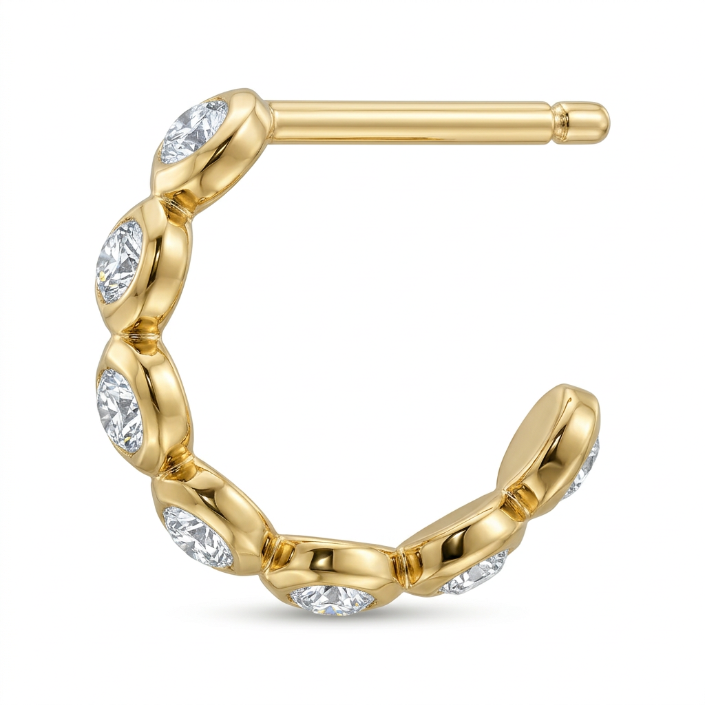 Round Brilliant Bezel-Set Diamond Hoop Earrings in Yellow Gold