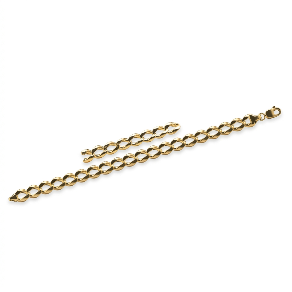 Classic Flat Oval Link Gold Chain Bracelet