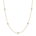 Round Brilliant Diamond Bezel Station Necklace in Gold