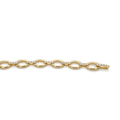Yellow Gold Oval Link Diamond Pave Bracelet for Women