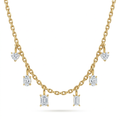 Mixed Cut Diamond Dangle Charm Necklace on a Gold Link Chain