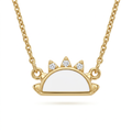 Radiant Sunburst Enamel Diamond Pendant Necklace in Gold
