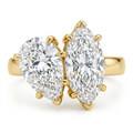 Pear and Marquise Diamond Toi et Moi Ring with Polished Gold Band