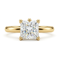 Princess Cut Solitaire Diamond Engagement Ring with Polished Gold Band