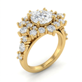 Princess Cut & Mixed Stone Cluster Engagement Ring - Style 2