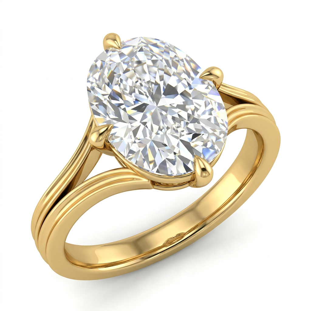 14k Yellow Gold Elongated Cushion Solitaire Ring with Hidden Sapphire Accent