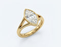 Marquise Bezel Split Shank Engagement Ring in Yellow Gold