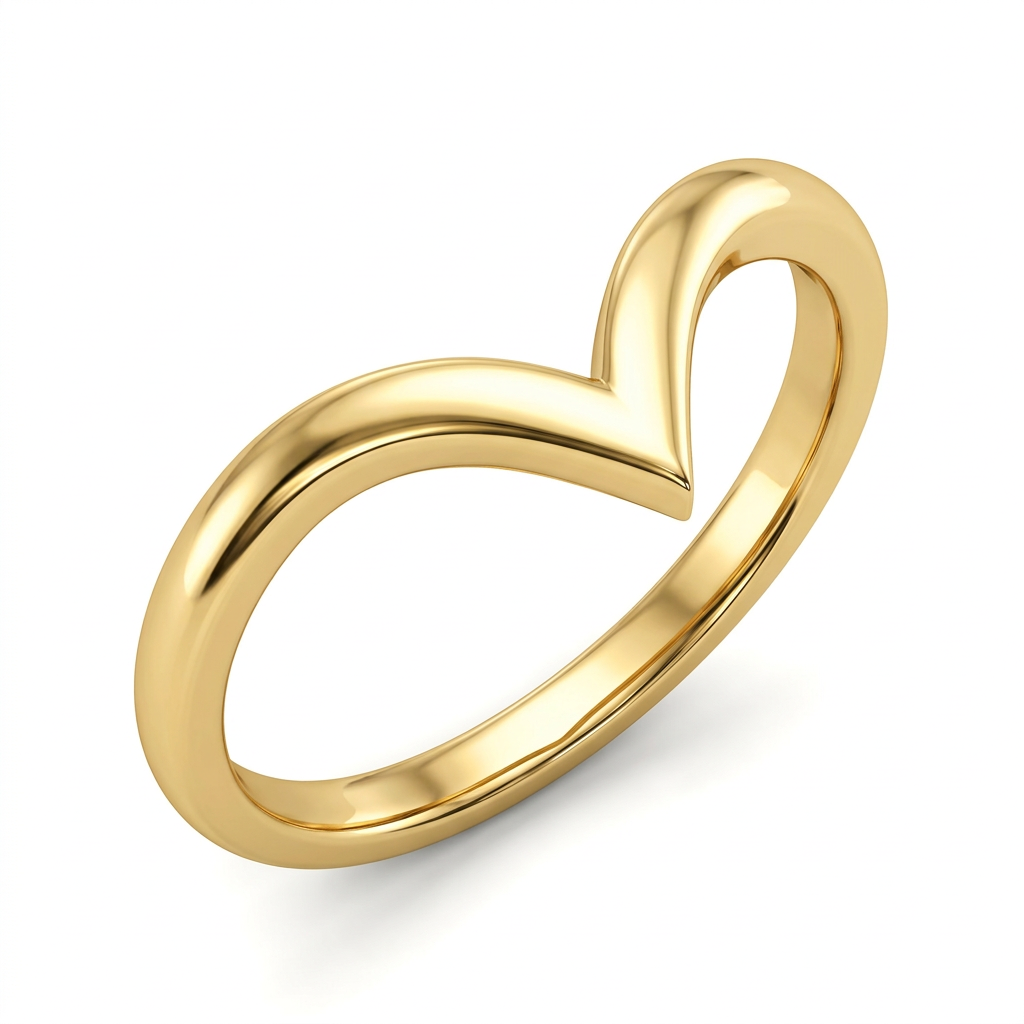 Plain Gold Chevron V-Shaped Wedding Band