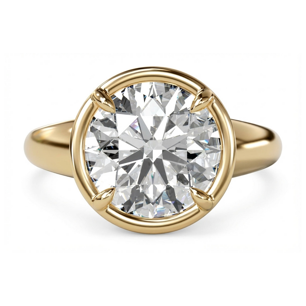 Modern Round Bezel Solitaire Engagement Ring