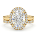 Oval Solitaire Engagement Ring with Pave Band Set