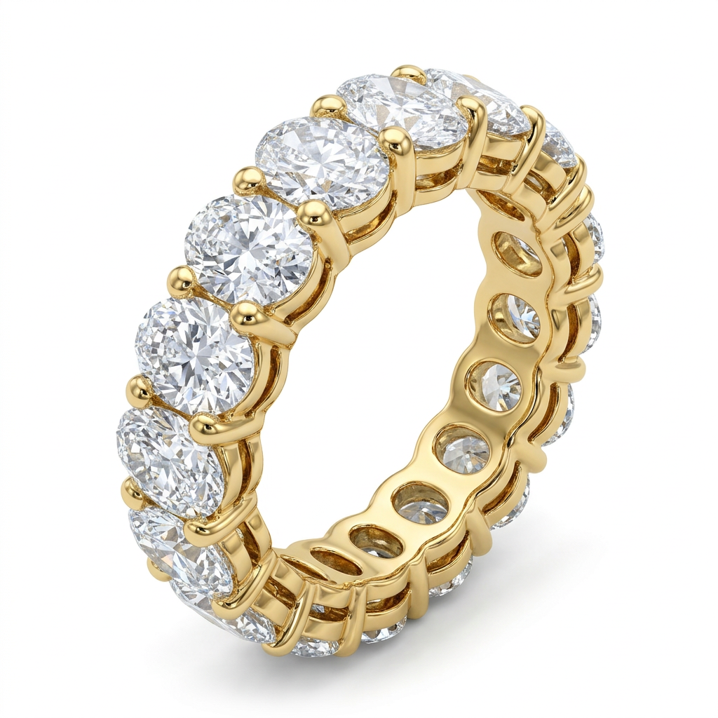 Oval Diamond Eternity Band in Yellow Gold