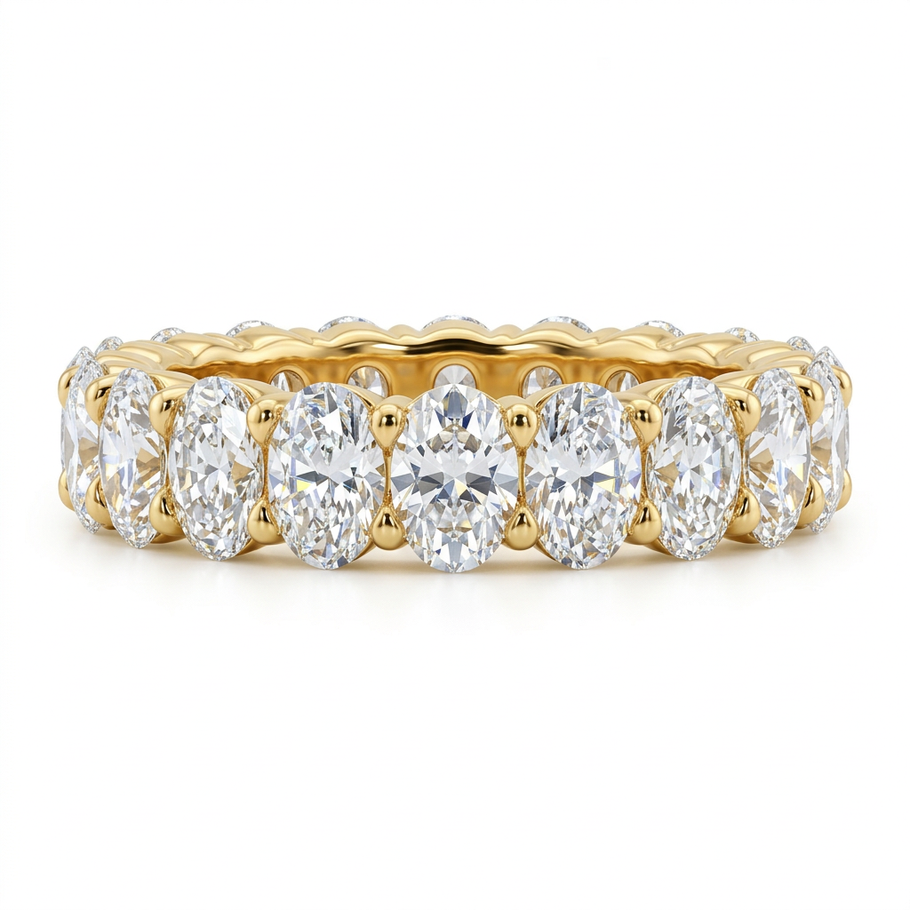 Oval Diamond Eternity Band in Yellow Gold