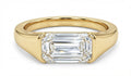 Emerald Cut Bezel Set Ring with Tapered Band