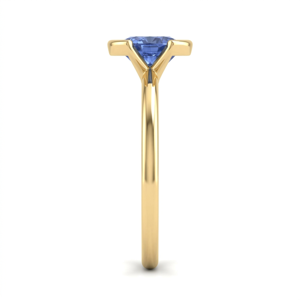 Round Color Stone Solitaire Ring with Cathedral Setting