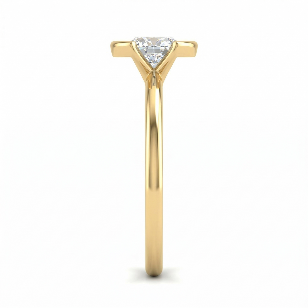 Round Color Stone Solitaire Ring with Cathedral Setting