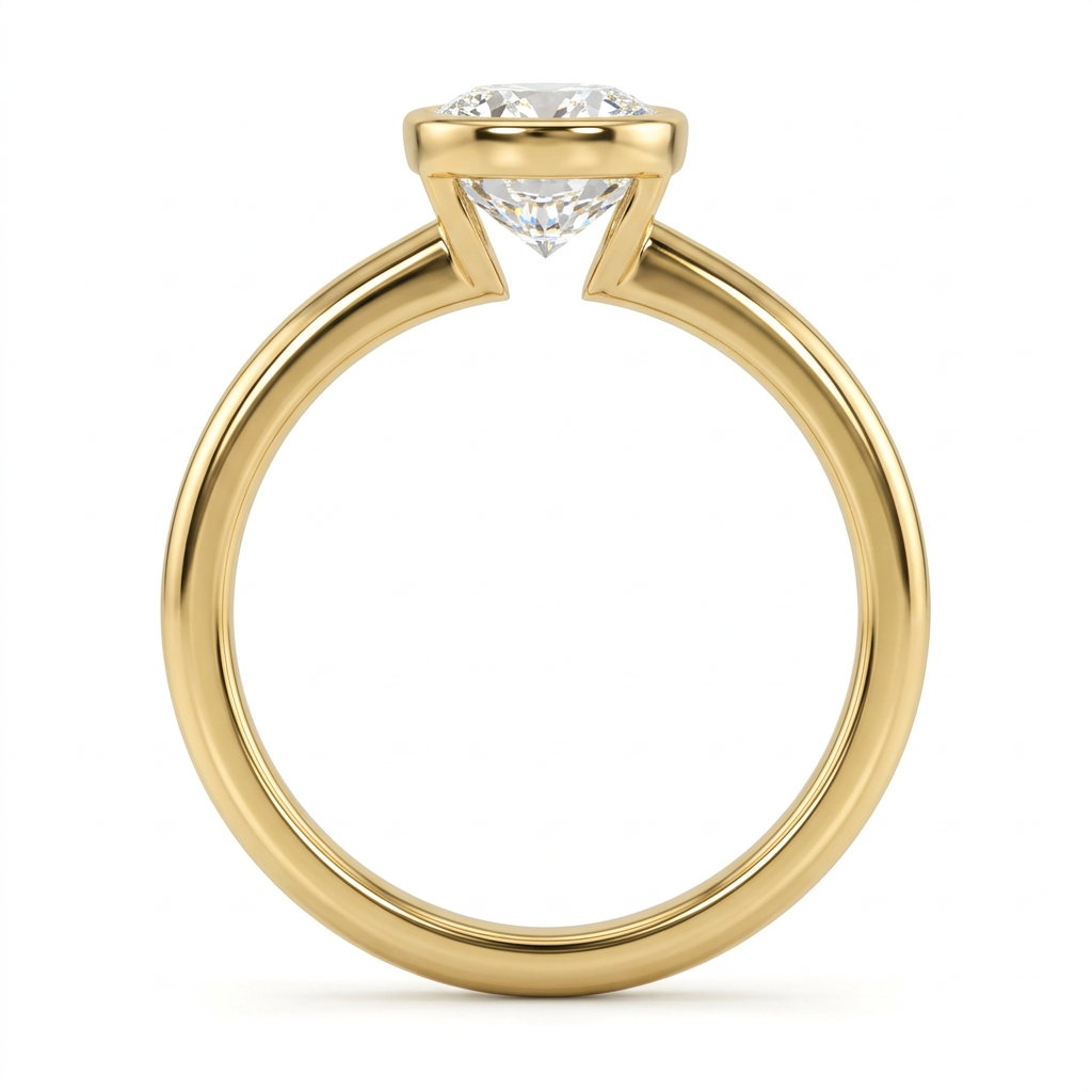 Round Color Stone Solitaire Ring with Cathedral Setting