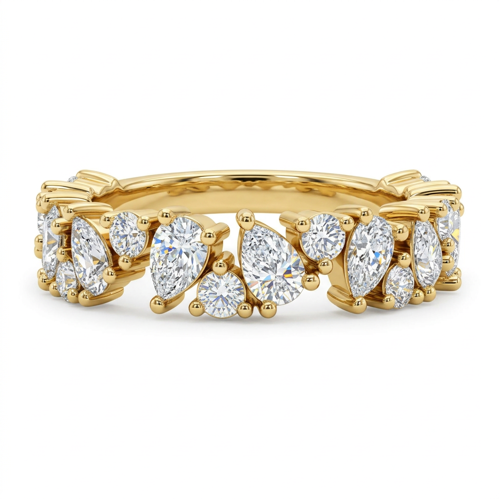 Mixed Cut Pear and Round Diamond Eternity Band