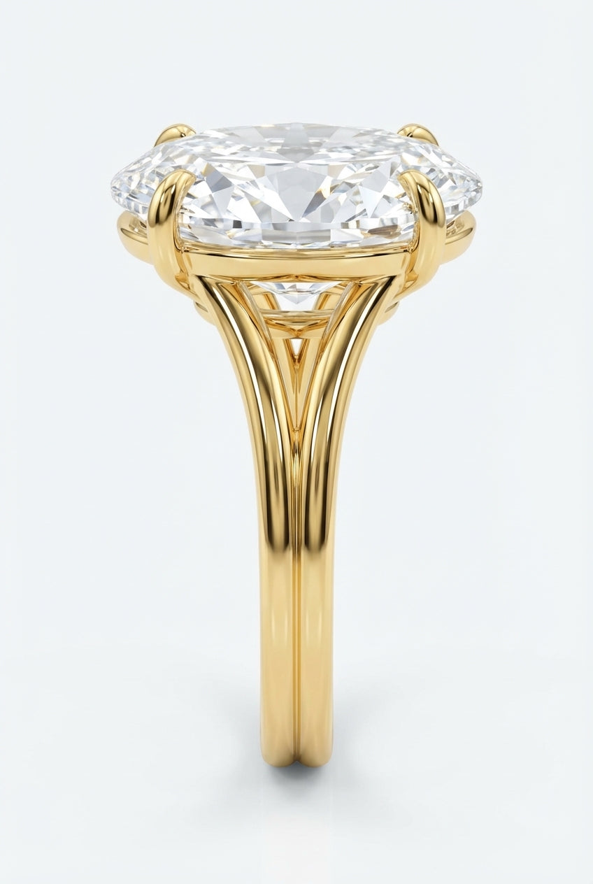 Oval Solitaire Engagement Ring with Split Shank Band