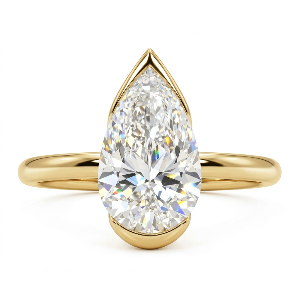 Modern Pear Cut Bezel Solitaire Ring