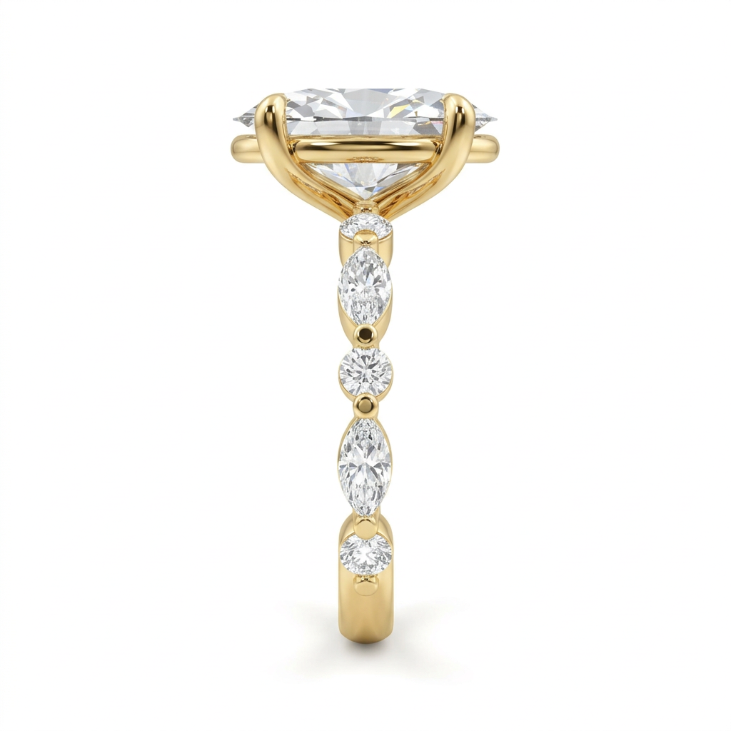 Alternating Marquise and Round Diamond Eternity Band - Style 2