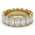 Oval Diamond Scalloped Bezel Eternity Ring