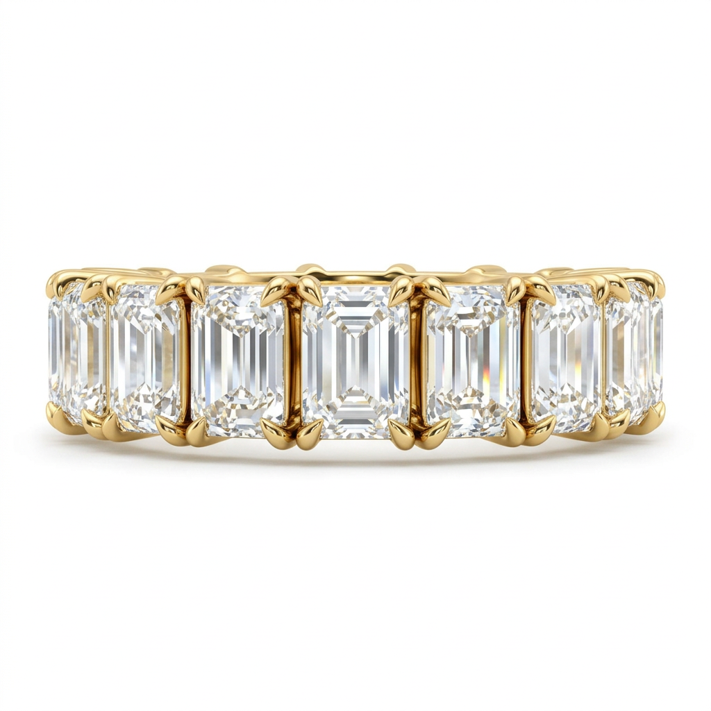Baguette Diamond Eternity Band with Gold Setting