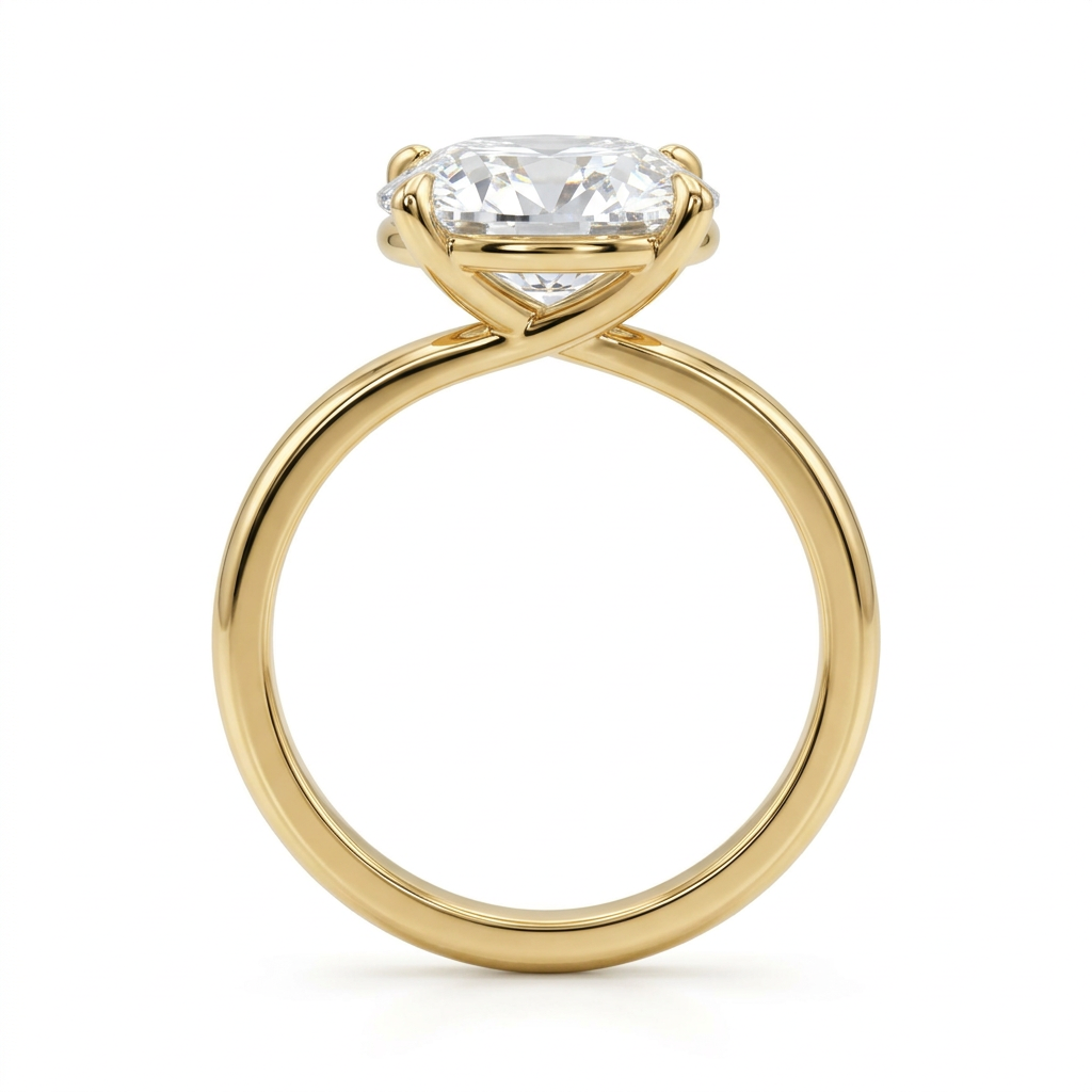 Emerald Solitaire Engagement Ring with Plain Band - Style 3