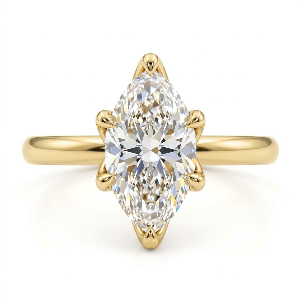 Marquise Solitaire Engagement Ring in Yellow Gold