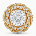 Pear Diamond Engagement Ring with Floral Pave Twisted Band - Style 2