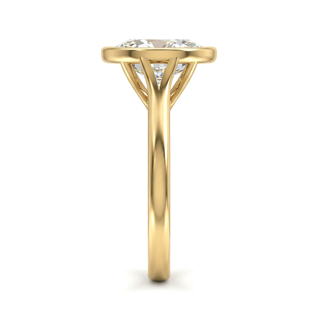 Pear Diamond Bezel Solitaire Engagement Ring in Yellow Gold