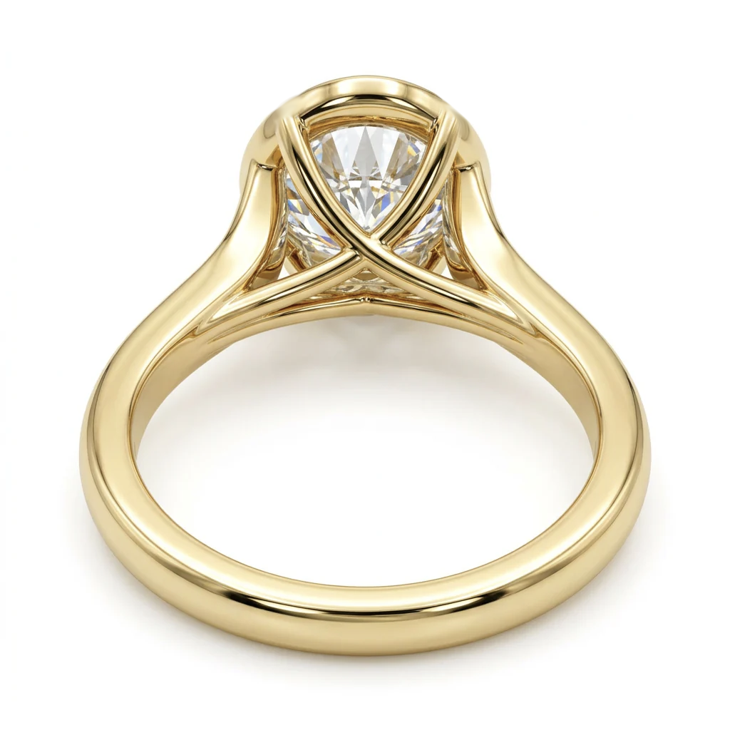 Pear Diamond Bezel Solitaire Engagement Ring in Yellow Gold