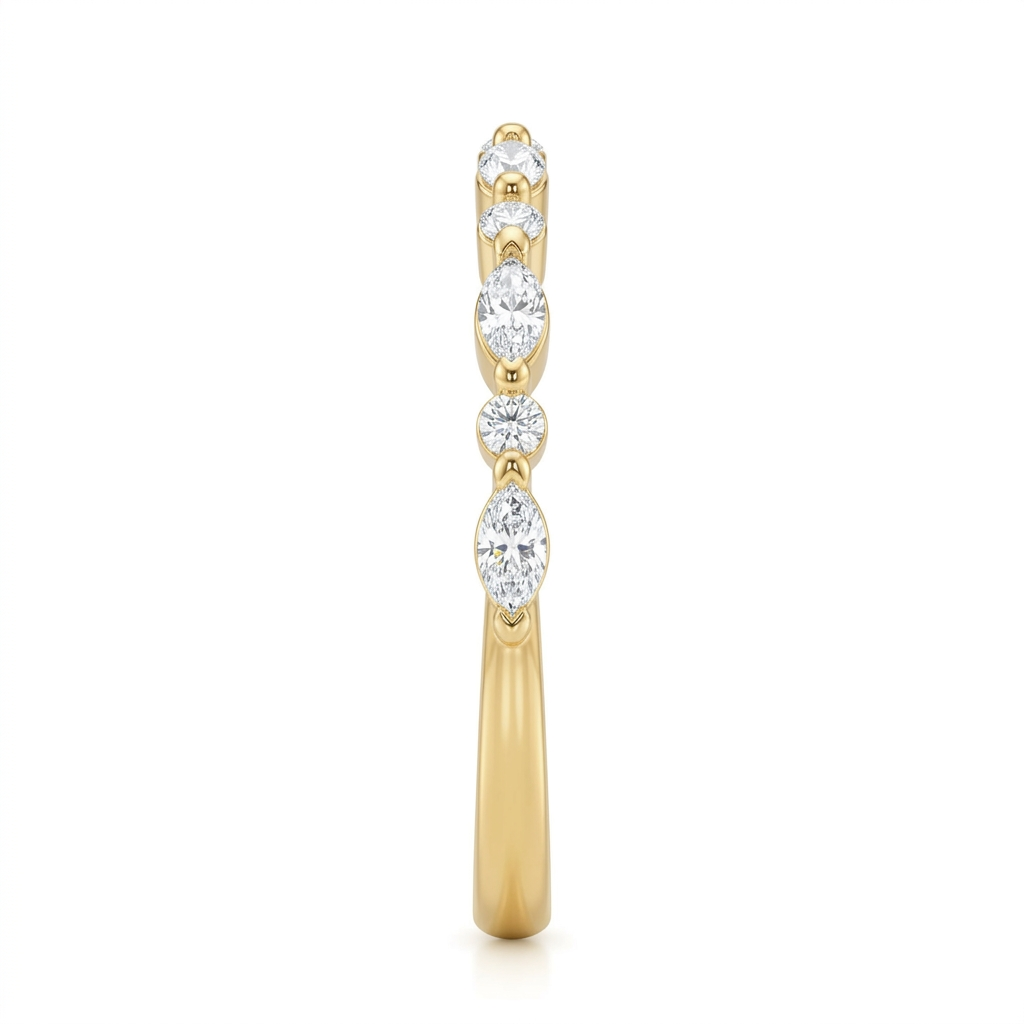 Alternating Round and Marquise Gemstone Eternity Ring
