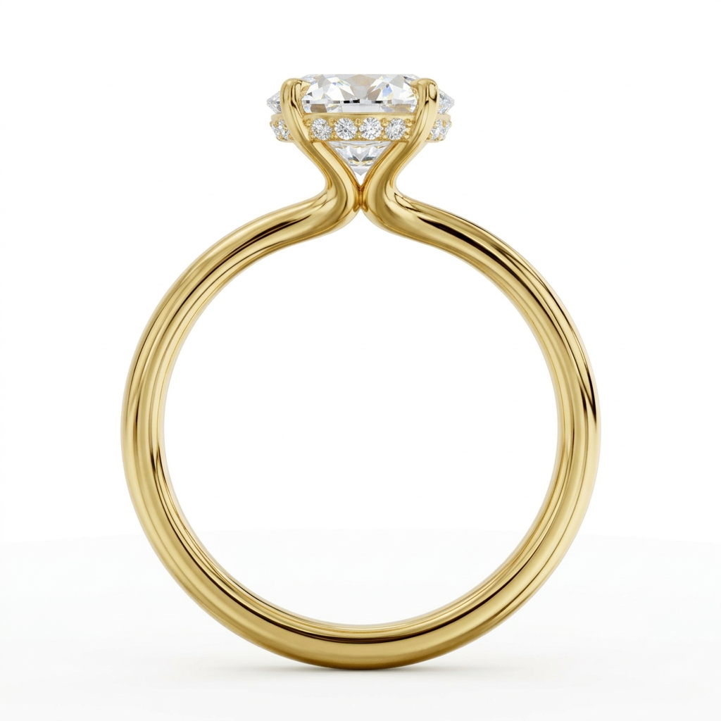 Oval Hidden Halo Solitaire Engagement Ring