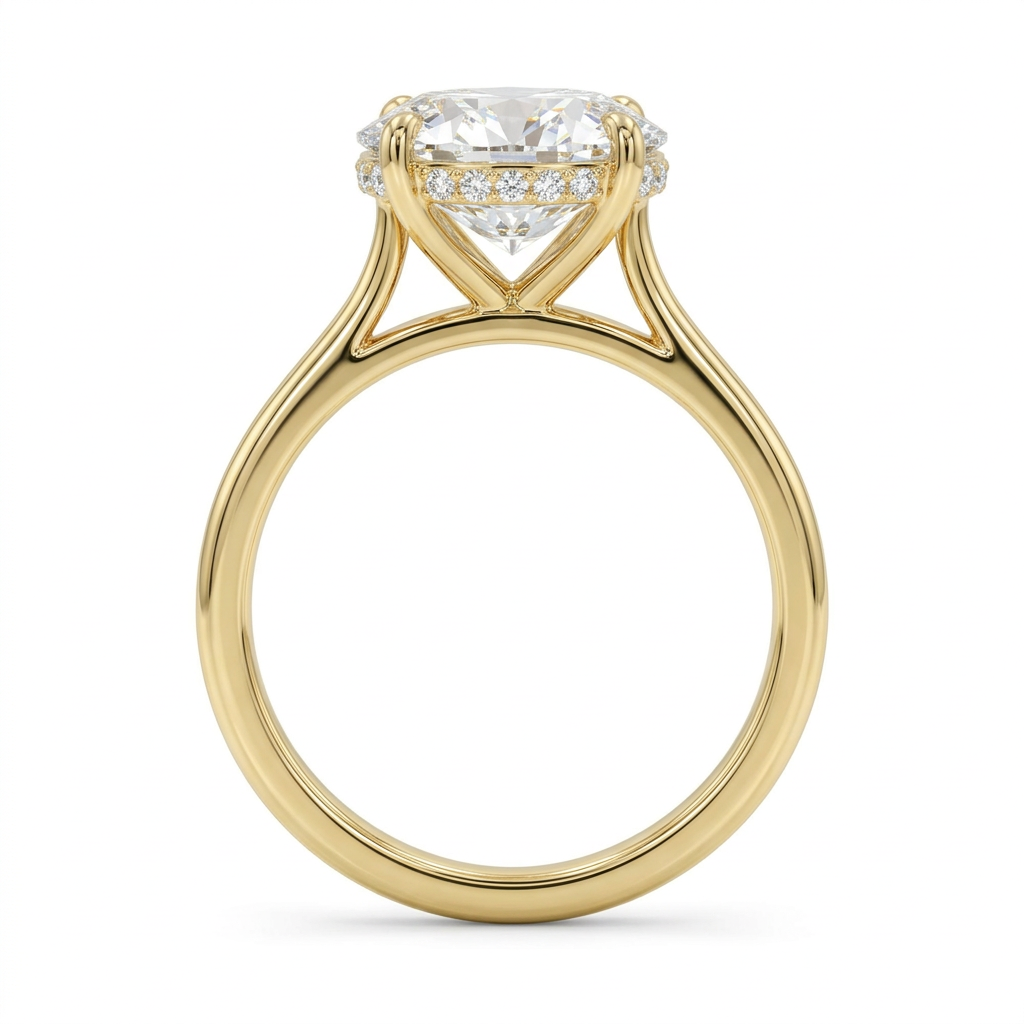Oval Hidden Halo Solitaire Engagement Ring