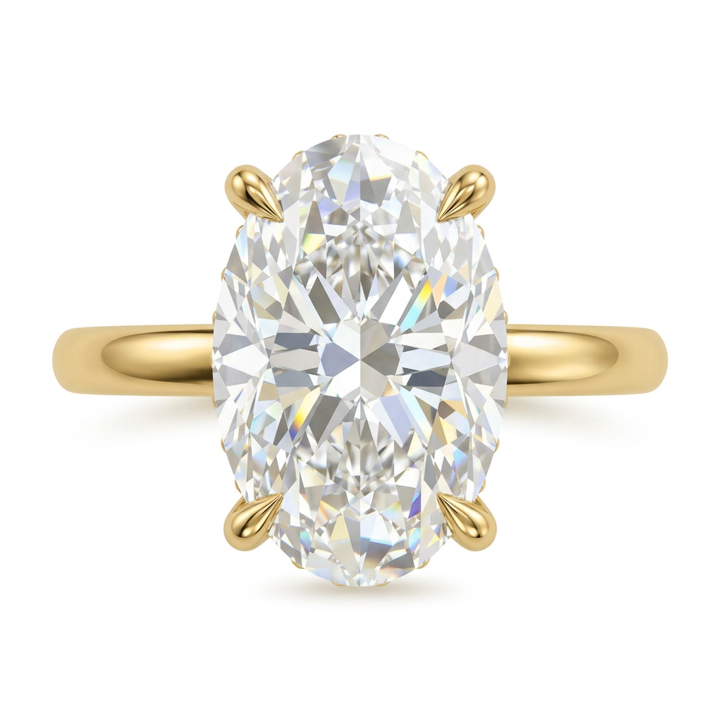 Oval Hidden Halo Solitaire Engagement Ring