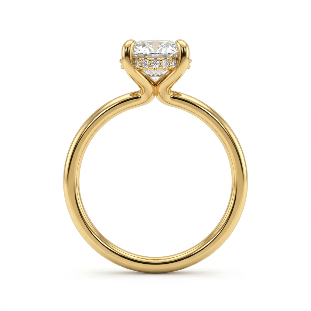 Oval Hidden Halo Solitaire Engagement Ring
