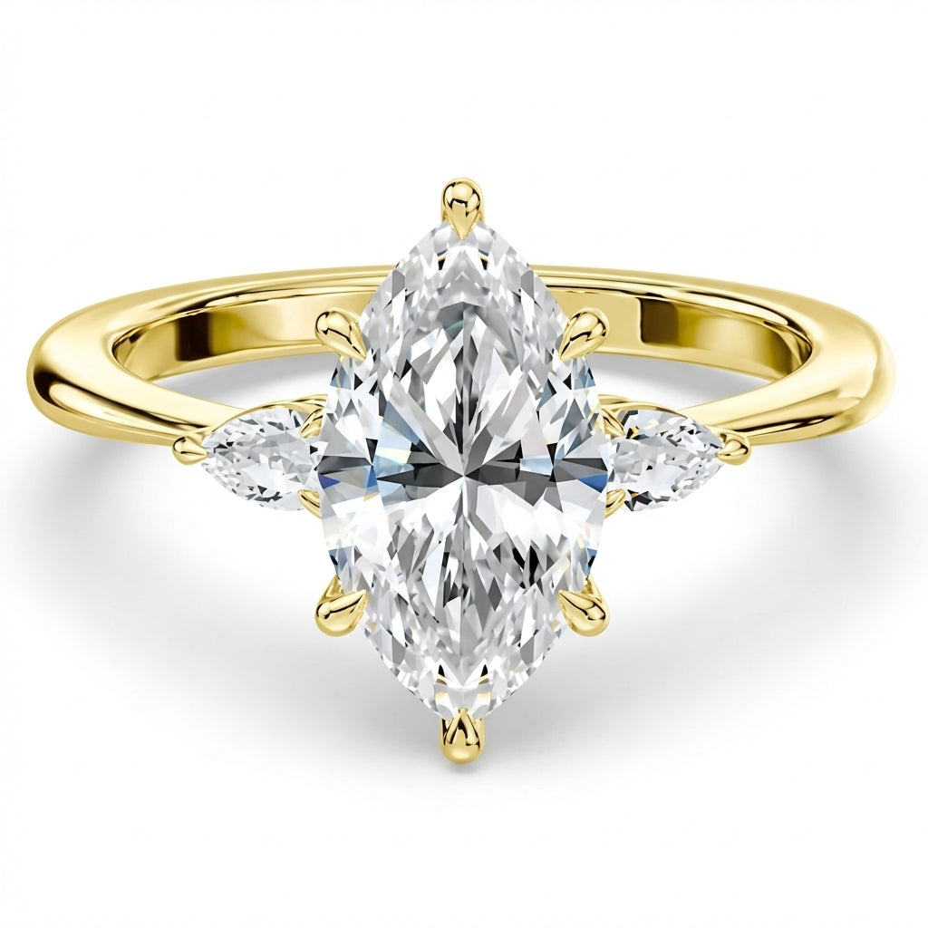 Marquise & Pear Three Stone Engagement Ring