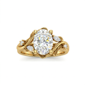 Nature-Inspired Oval Diamond Ring with Marquise and Round Diamond Accents