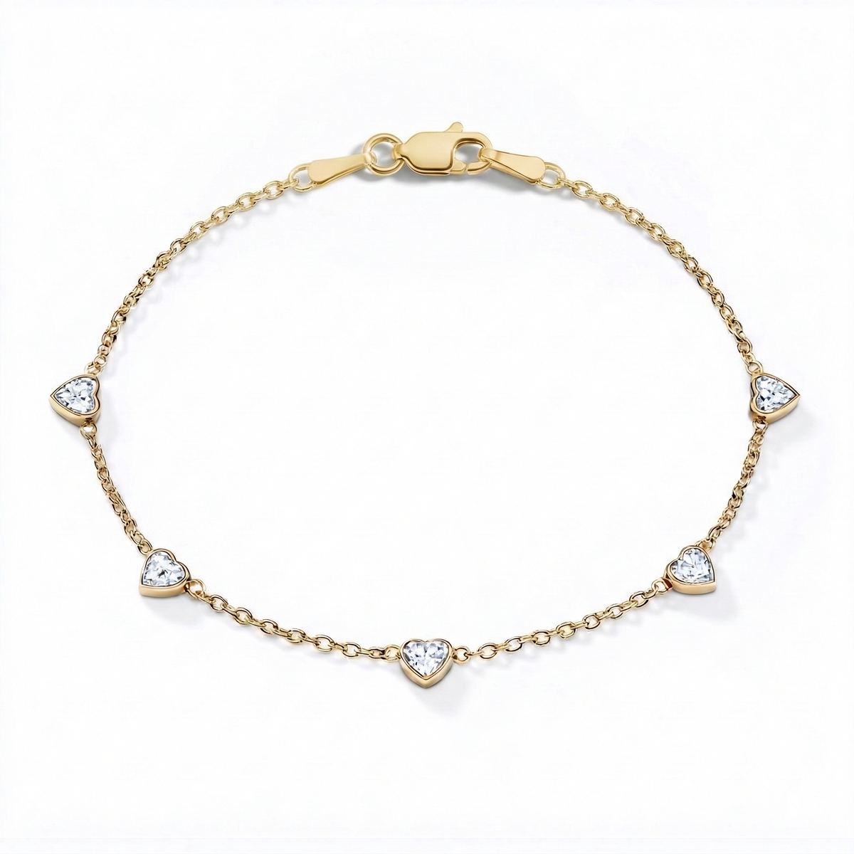 Dainty Bezel Set Heart Shaped Diamond Bracelet