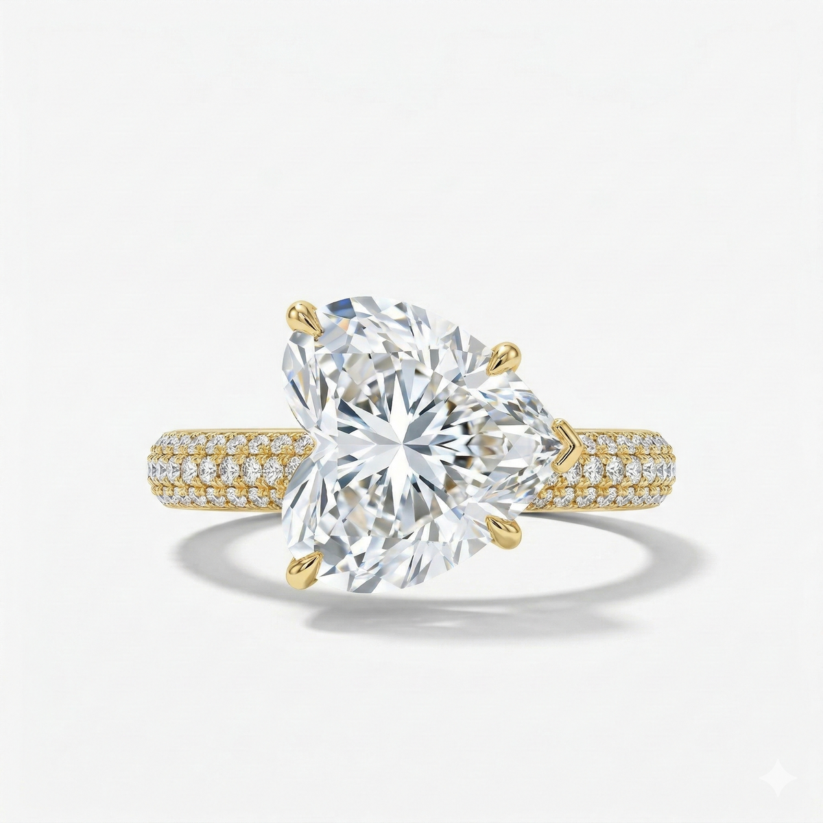 Sideways Pave Heart Diamond Statement Ring