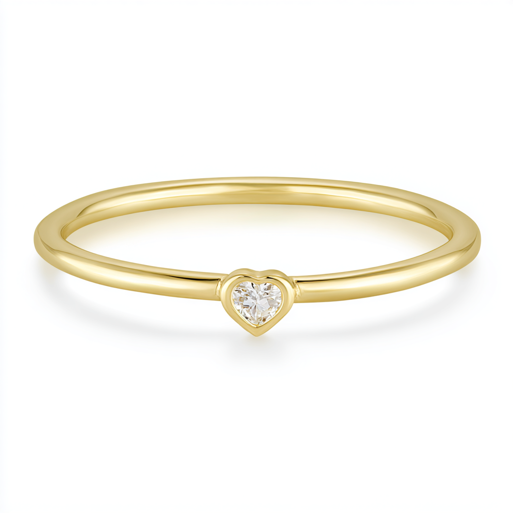 Dainty Heart Shaped Emerald Ring