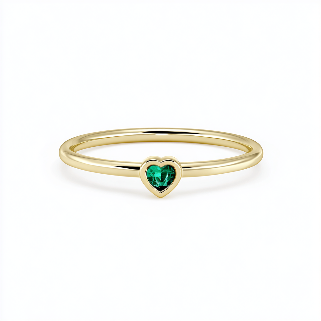 Dainty Heart Shaped Emerald Ring