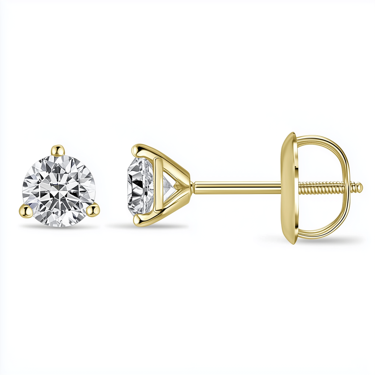 Martini Diamond Stud Earrings with Screw Backs