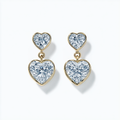 Bezel Set Heart Shaped Diamond Drop Earrings