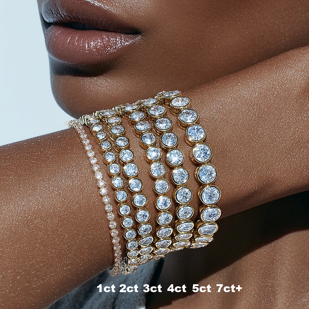 Bezel Set Heart Shaped Diamond Tennis Bracelet